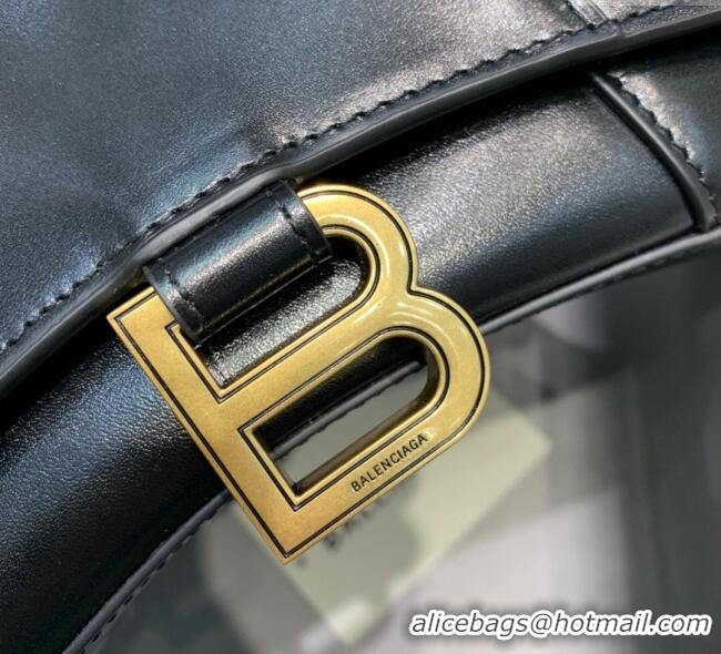 Buy Fashionable Balenciaga Hourglass Mini Top Handle Bag in Smooth Calfskin 26078 Black/Gold 2025