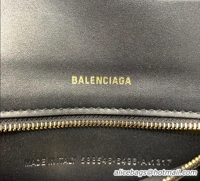 Luxury Cheap Balenciaga Hourglass Small Top Handle Bag in Smooth Calfskin 26079 Black/Gold 2025