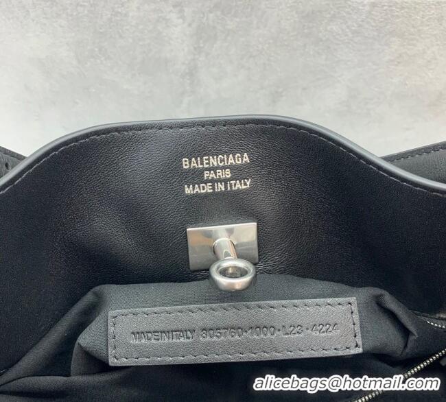 Good Product Balenciaga Bel Air Medium Shoulder Bag in smooth calfskin 26082 black aged-silver hardware 2025