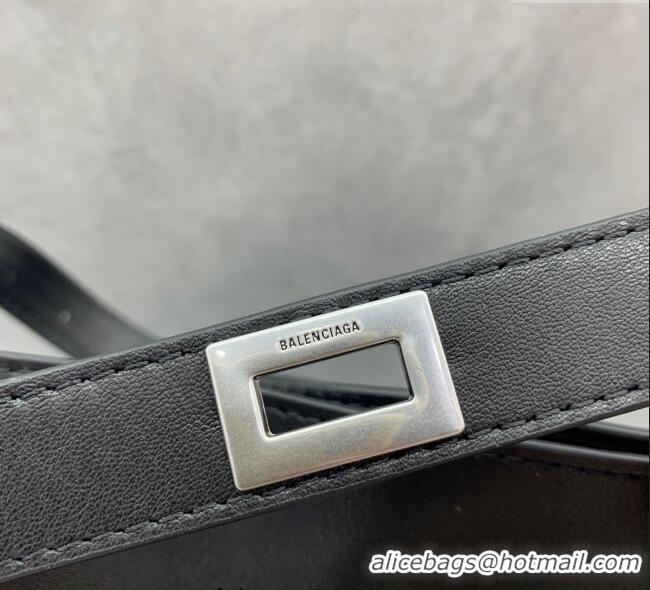 Good Product Balenciaga Bel Air Medium Shoulder Bag in smooth calfskin 26082 black aged-silver hardware 2025