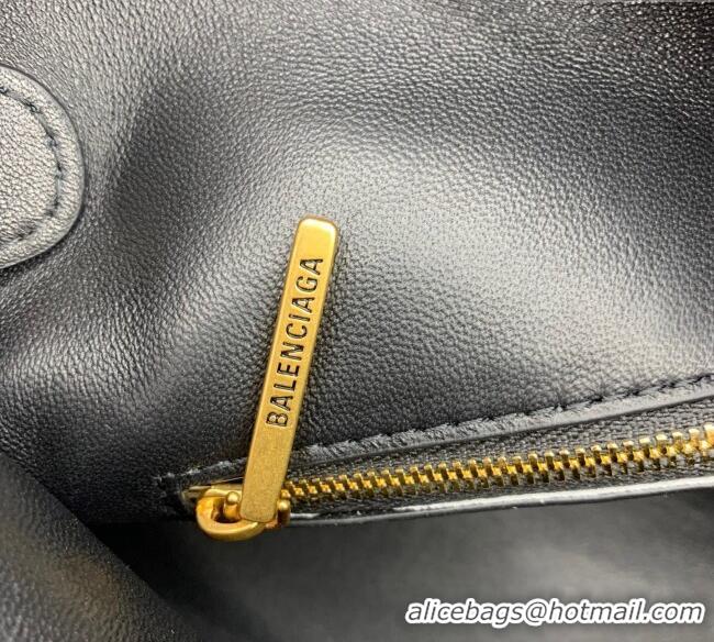 Well Crafted Balenciaga Bel Air Medium Shoulder Bag in smooth calfskin 26082 black aged-gold hardware 2025