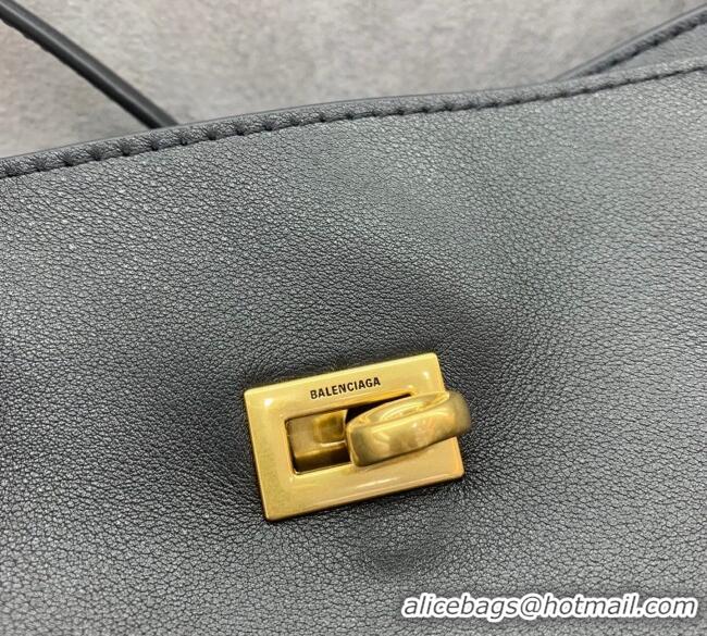 Well Crafted Balenciaga Bel Air Medium Shoulder Bag in smooth calfskin 26082 black aged-gold hardware 2025