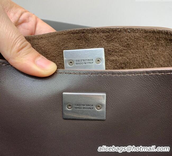 Best Price Balenciaga Rodeo Small Handbag in suede With aged-silver hardware 78972 Dark Coffee Brown 2025