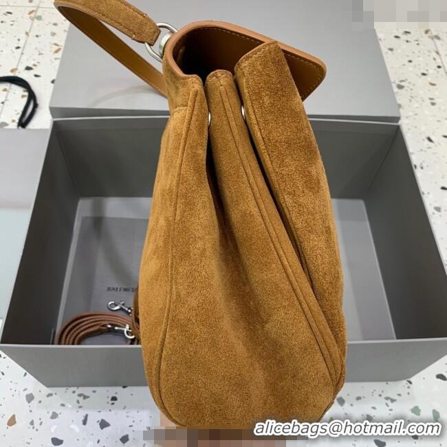 Trendy Design Balenciaga Rodeo Medium Handbag in suede With aged-silver hardware 78972 Camel Brown 2025