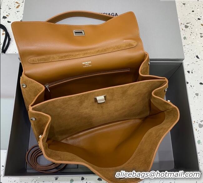 Trendy Design Balenciaga Rodeo Medium Handbag in suede With aged-silver hardware 78972 Camel Brown 2025
