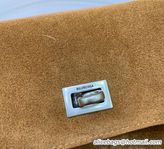 Trendy Design Balenciaga Rodeo Medium Handbag in suede With aged-silver hardware 78972 Camel Brown 2025