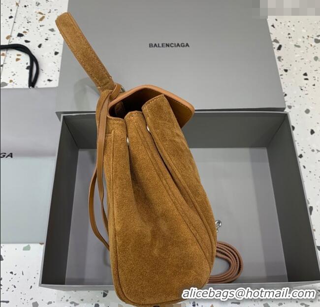 Luxury Discount Balenciaga Rodeo Small Handbag in suede With aged-silver hardware 78972 Camel Brown 2025