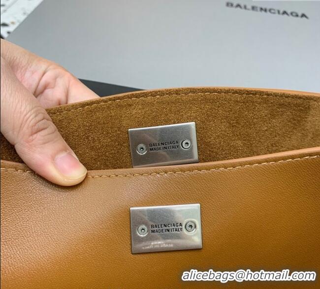 Luxury Discount Balenciaga Rodeo Small Handbag in suede With aged-silver hardware 78972 Camel Brown 2025