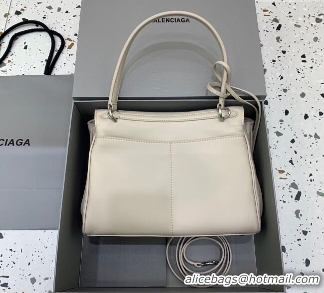 Big Discount Balenciaga Rodeo Small Handbag in smooth calfskin 78972 Beige aged-silver hardware 2025