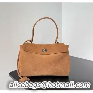 Buy Discount Balenciaga Rodeo Small Handbag in suede 78972 light brown aged-silver hardware 2025