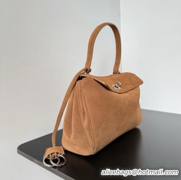 Buy Discount Balenciaga Rodeo Small Handbag in suede 78972 light brown aged-silver hardware 2025
