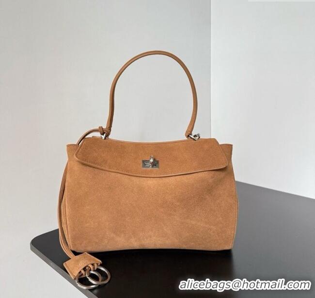 Buy Discount Balenciaga Rodeo Small Handbag in suede 78972 light brown aged-silver hardware 2025