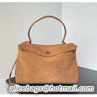 Top Design Balenciaga Rodeo Medium Handbag in suede 78972 light brown aged-silver hardware 2025