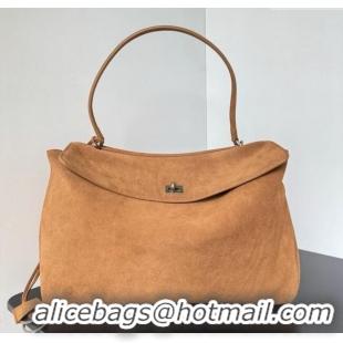 Top Quality Balenciaga Rodeo Large Handbag in suede 78972 light brown aged-silver hardware 2025