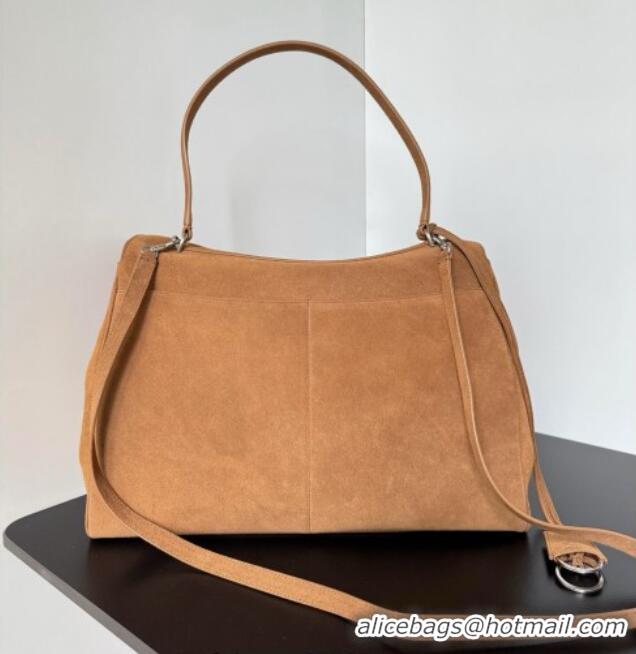 Top Quality Balenciaga Rodeo Large Handbag in suede 78972 light brown aged-silver hardware 2025