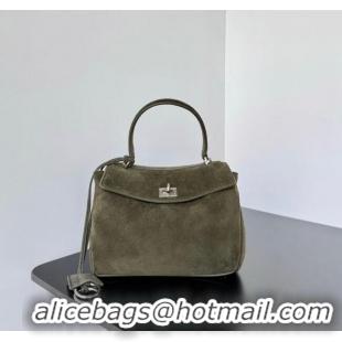 Buy Discount  Balenciaga Rodeo Mini Handbag in suede 78972 green aged-silver hardware 2025