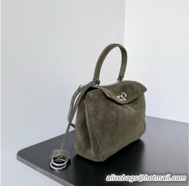 Buy Discount  Balenciaga Rodeo Mini Handbag in suede 78972 green aged-silver hardware 2025