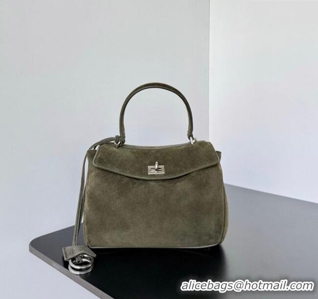 Buy Discount  Balenciaga Rodeo Mini Handbag in suede 78972 green aged-silver hardware 2025