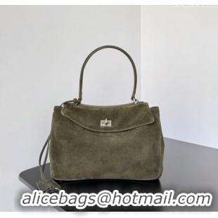 Best Price Balenciaga Rodeo Small Handbag in suede 78972 green aged-silver hardware 2025