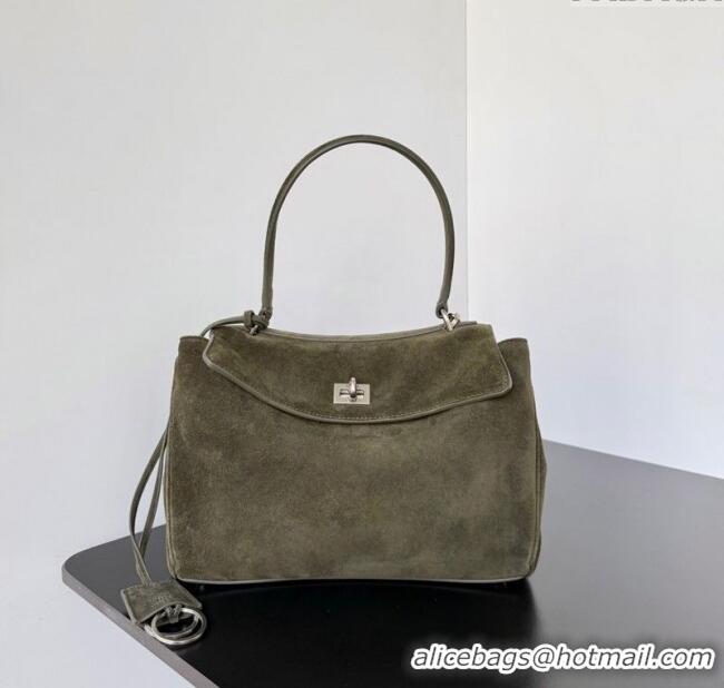 Best Price Balenciaga Rodeo Small Handbag in suede 78972 green aged-silver hardware 2025