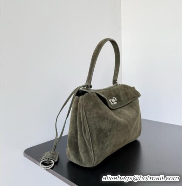 Best Price Balenciaga Rodeo Small Handbag in suede 78972 green aged-silver hardware 2025