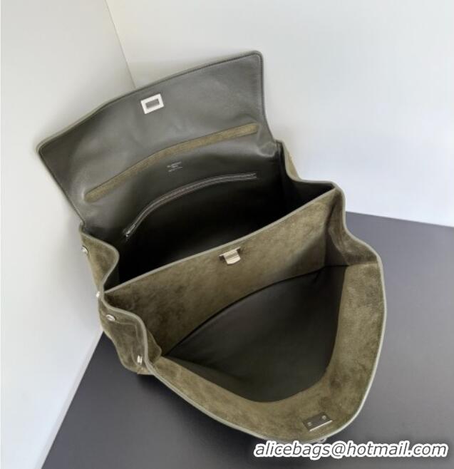 Top Quality Balenciaga Rodeo Medium Handbag in suede 78972 green aged-silver hardware 2025