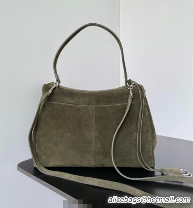 Top Quality Balenciaga Rodeo Medium Handbag in suede 78972 green aged-silver hardware 2025