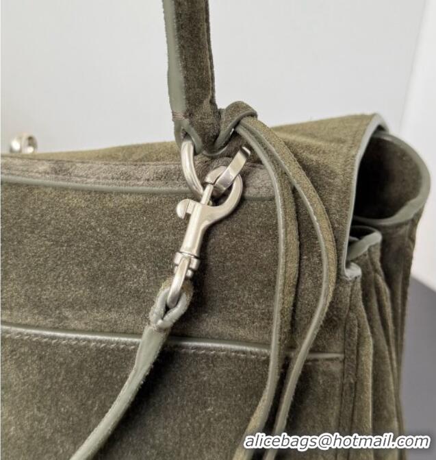 Top Quality Balenciaga Rodeo Medium Handbag in suede 78972 green aged-silver hardware 2025