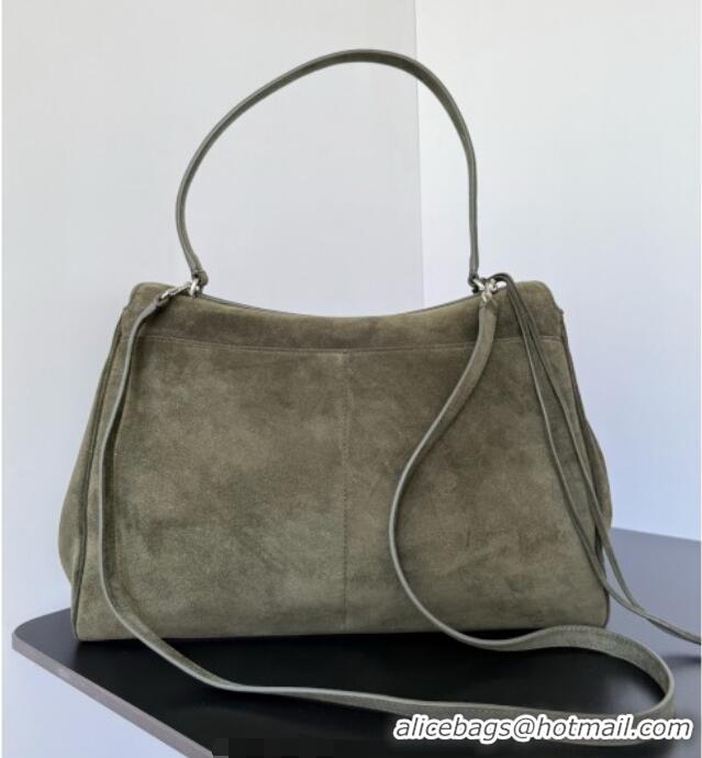 Buy Cheap Balenciaga Rodeo Large Handbag in suede 78972 green aged-silver hardware 2025