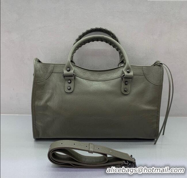 Discount Balenciaga Le City Medium Bag in Arena Storico lambskin leather 0926 Green 2025