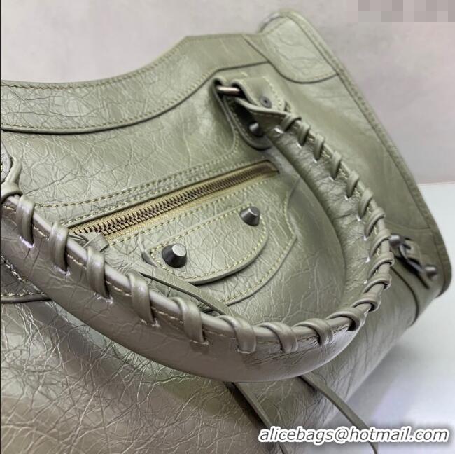 Discount Balenciaga Le City Medium Bag in Arena Storico lambskin leather 0926 Green 2025