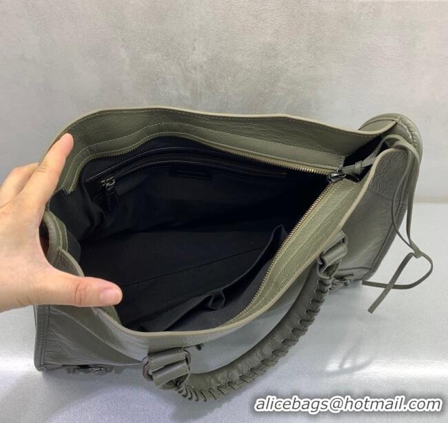 Discount Balenciaga Le City Medium Bag in Arena Storico lambskin leather 0926 Green 2025