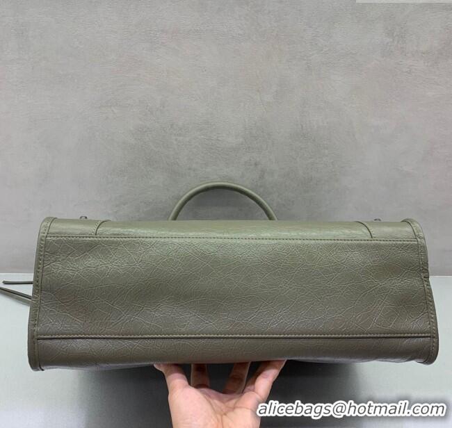 Discount Balenciaga Le City Medium Bag in Arena Storico lambskin leather 0926 Green 2025