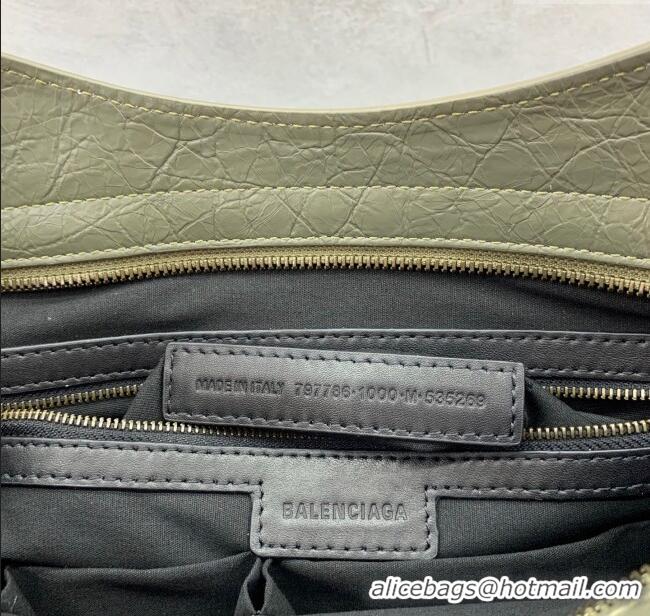 Discount Balenciaga Le City Medium Bag in Arena Storico lambskin leather 0926 Green 2025