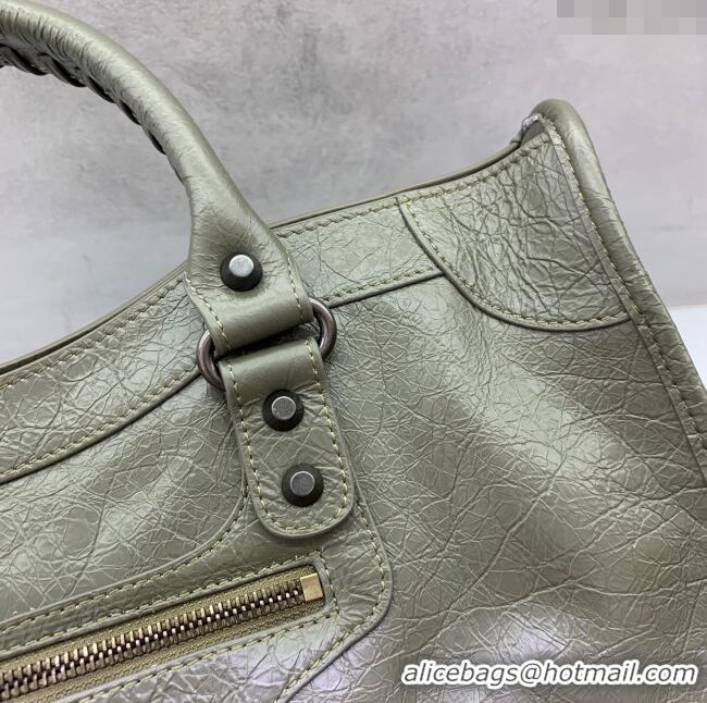 Discount Balenciaga Le City Medium Bag in Arena Storico lambskin leather 0926 Green 2025
