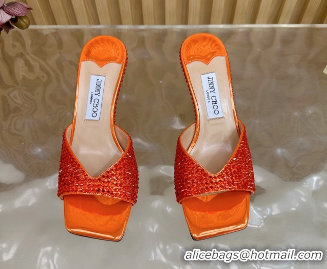 Durable Jimmy Choo Skye Heel Slides Sandal 6.5cm in Glazed Leather and Strass Orange2 2025 JC103103