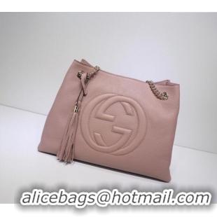 Unique Discount Gucci Medium Soho Calfskin Tote Bag 308982 Nude Pink