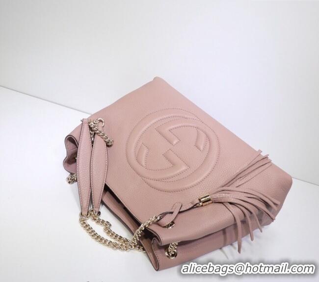 Unique Discount Gucci Medium Soho Calfskin Tote Bag 308982 Nude Pink
