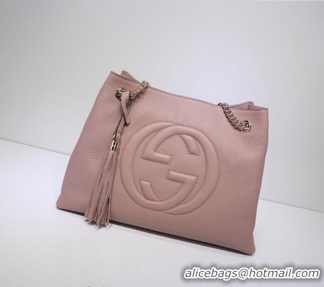 Unique Discount Gucci Medium Soho Calfskin Tote Bag 308982 Nude Pink