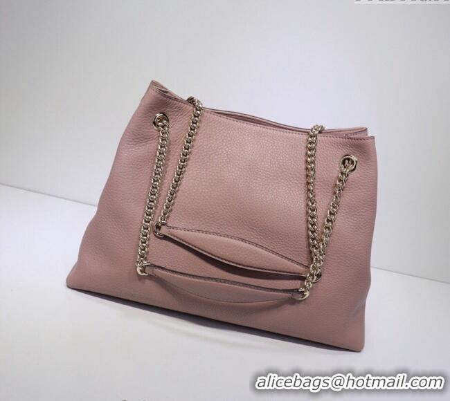 Unique Discount Gucci Medium Soho Calfskin Tote Bag 308982 Nude Pink