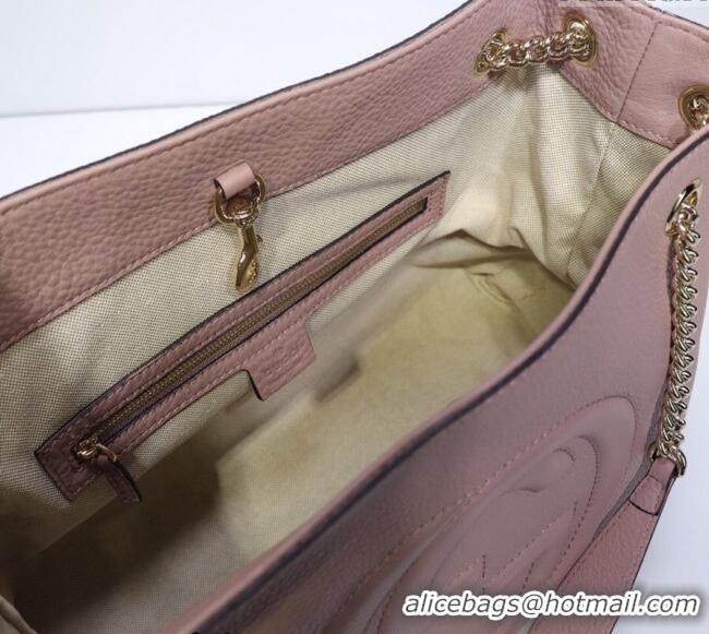 Unique Discount Gucci Medium Soho Calfskin Tote Bag 308982 Nude Pink