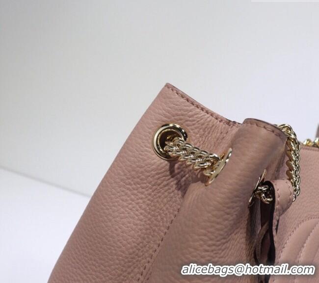 Unique Discount Gucci Medium Soho Calfskin Tote Bag 308982 Nude Pink