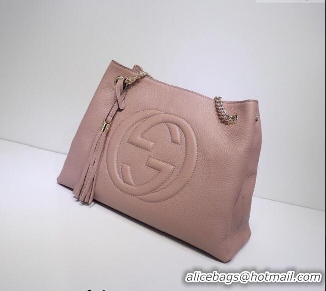Unique Discount Gucci Medium Soho Calfskin Tote Bag 308982 Nude Pink