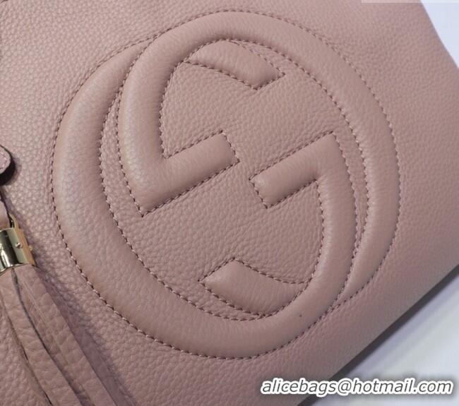 Unique Discount Gucci Medium Soho Calfskin Tote Bag 308982 Nude Pink