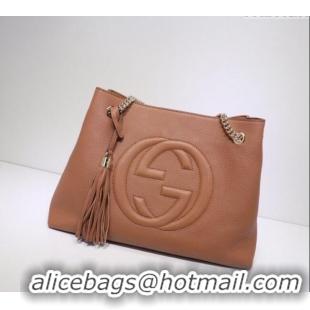 Buy Fashionable Gucci Medium Soho Calfskin Tote Bag 308982 Brown