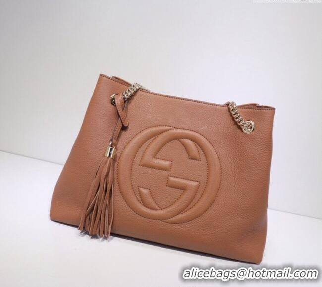 Buy Fashionable Gucci Medium Soho Calfskin Tote Bag 308982 Brown