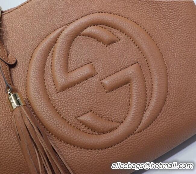 Buy Fashionable Gucci Medium Soho Calfskin Tote Bag 308982 Brown