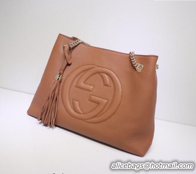 Buy Fashionable Gucci Medium Soho Calfskin Tote Bag 308982 Brown