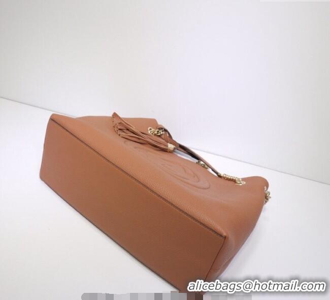 Buy Fashionable Gucci Medium Soho Calfskin Tote Bag 308982 Brown