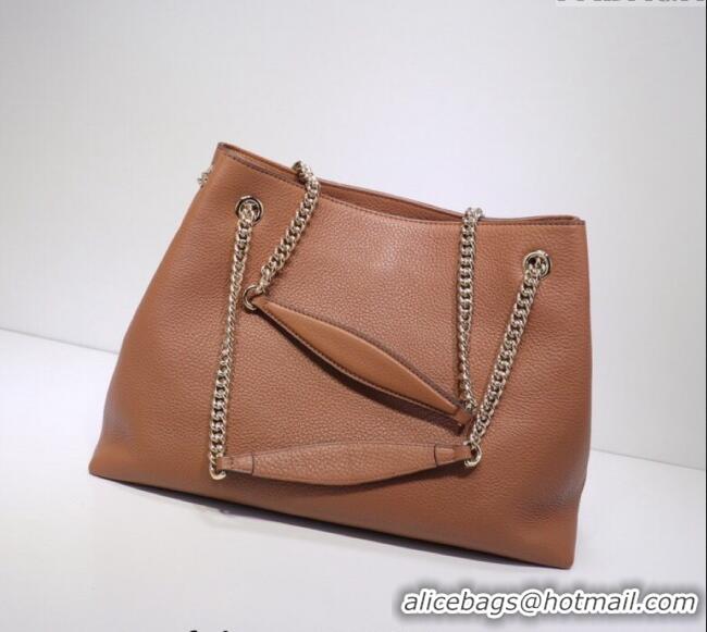 Buy Fashionable Gucci Medium Soho Calfskin Tote Bag 308982 Brown